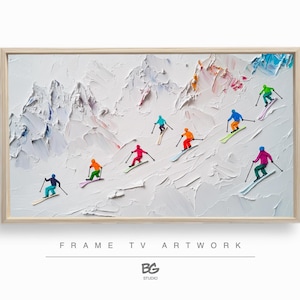 Arte de TV con escena de esquí invernal para Samsung Frame TV (descarga digital)