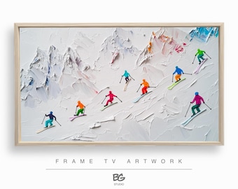 Arte de TV con escena de esquí invernal para Samsung Frame TV (descarga digital)