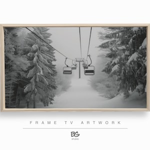 Winter Samsung Frame TV Art verschneit Ski Lift (Digital Download)
