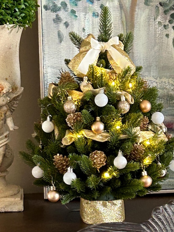 Tischdekoration Weihnachtsbaum in Gold & Wei - Etsy.de