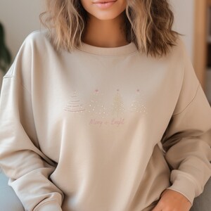 Feliz Navidad Sudadera boho suéter de Navidad de moda acogedor suéter de vacaciones lindo árboles de Navidad camisa Feliz Navidad suéter de vacaciones