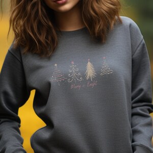 Feliz Navidad árboles suéter linda sudadera navideña de moda suéter de Navidad cómodo feliz regalo de vacaciones para ella es el suéter de temporada boho