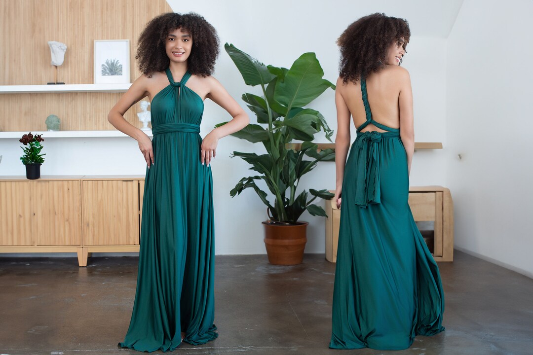 Forest Green Bridesmaid Dress, Infinity Dress Convertible Dress Multi