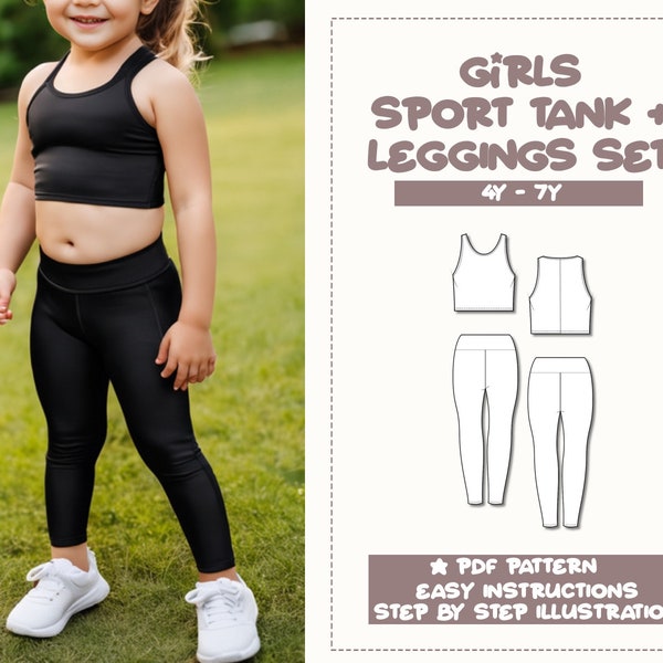 Mädchen Tank Und Leggings Schnittmuster 4Y-7Y Workout Schnittmuster Kinder Leggings Pattern Kids Tank Top Schnittmuster