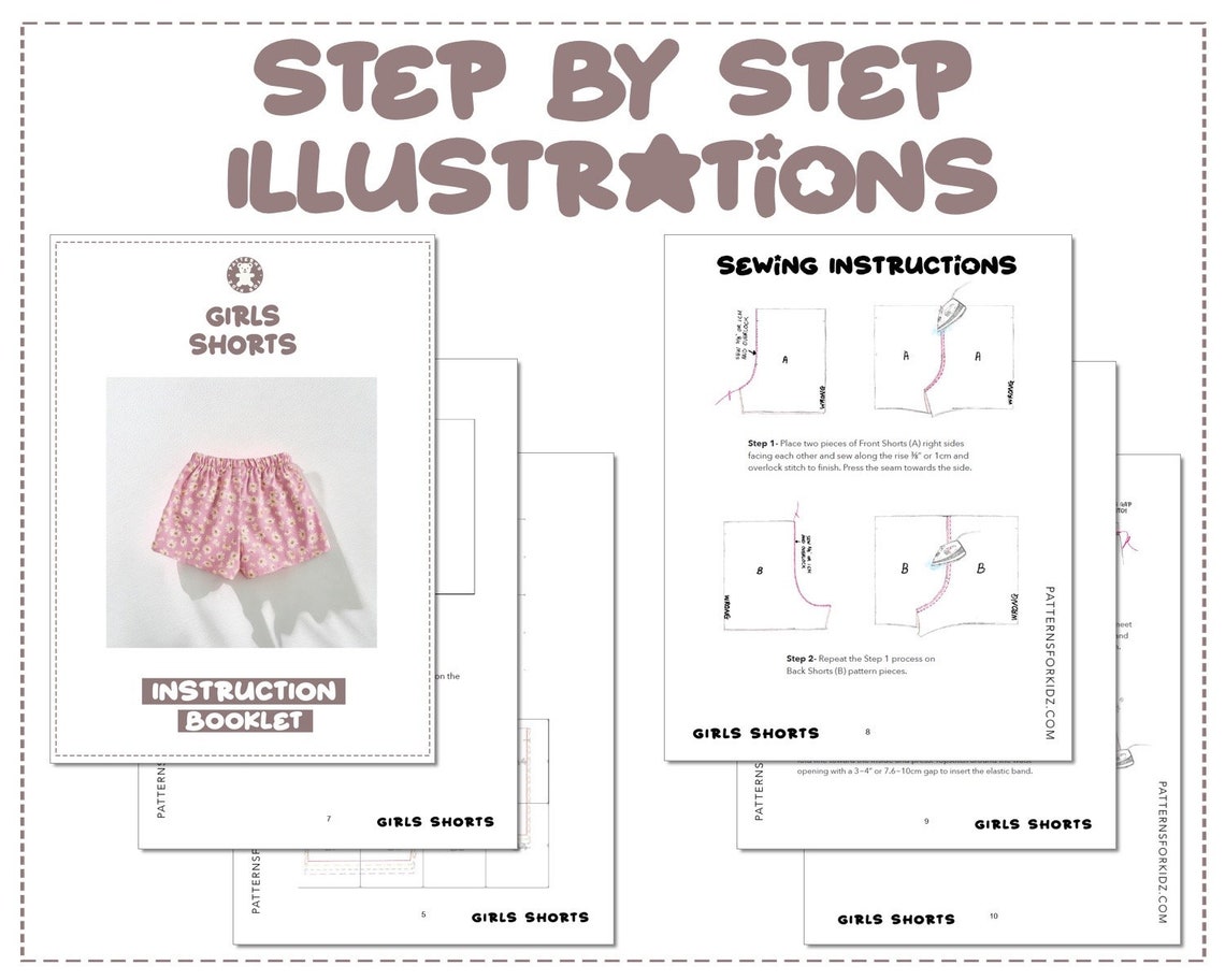 Kids Shorts Sewing Pattern Girls Shorts Pattern 4Y-7Y Elastic Waist ...