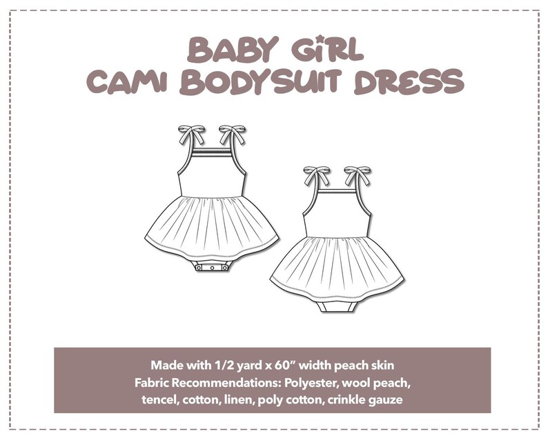 Baby Girl Dress Sewing Pattern Cami Bodysuit Dress PDF Pattern Newborn