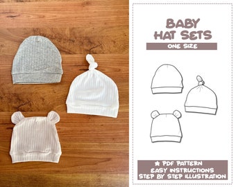 Modèle de couture de chapeau de bébé Modèle PDF de chapeau de nouveau-né Taille unique Unisexe Nouveau-né Bonnet Modèle de couture Modèle de chapeau de bébé facile