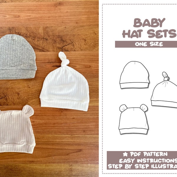 Baby Hat Sewing Pattern Newborn Hat PDF Pattern One Size Unisex Newborn Beanie Sewing Pattern Easy Baby Hat Pattern