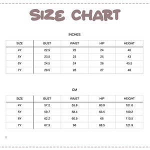 Patterns For Kidz size chart.