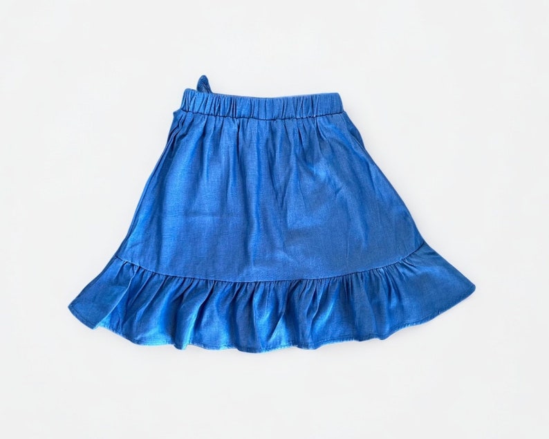 Back view of Girls Ruffle Wrap Mini Skirt.