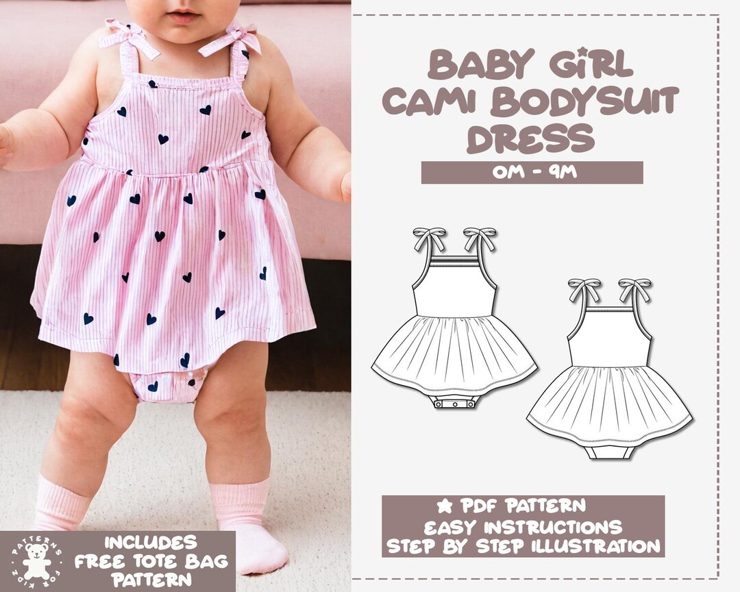 Baby Girl Dress Sewing Pattern Cami Bodysuit Dress PDF Pattern Newborn