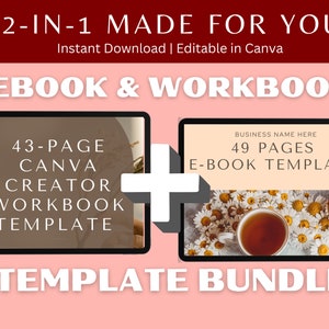 2-in-1 BUNDLE Ebook Template and Workbook Template | ebook template workbook template canva editable template made for you aesthetic design