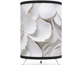 Tripod Lamp White Flowers