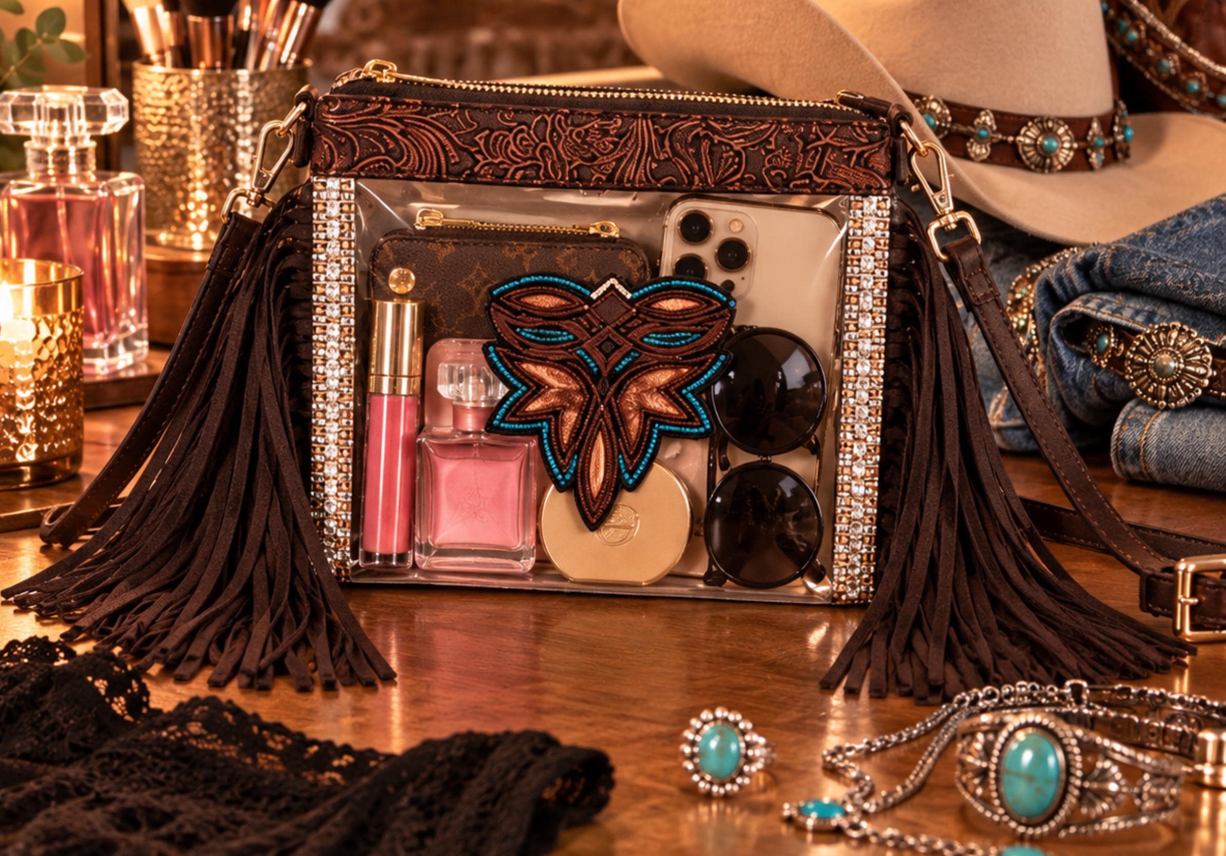 Rhinestone Fringe Bag - Etsy