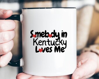 Kentucky state mug, long distance relationship gift, miss you, boyfriend girlfriend, Heart coffee mug, I love you gift, love quote mug