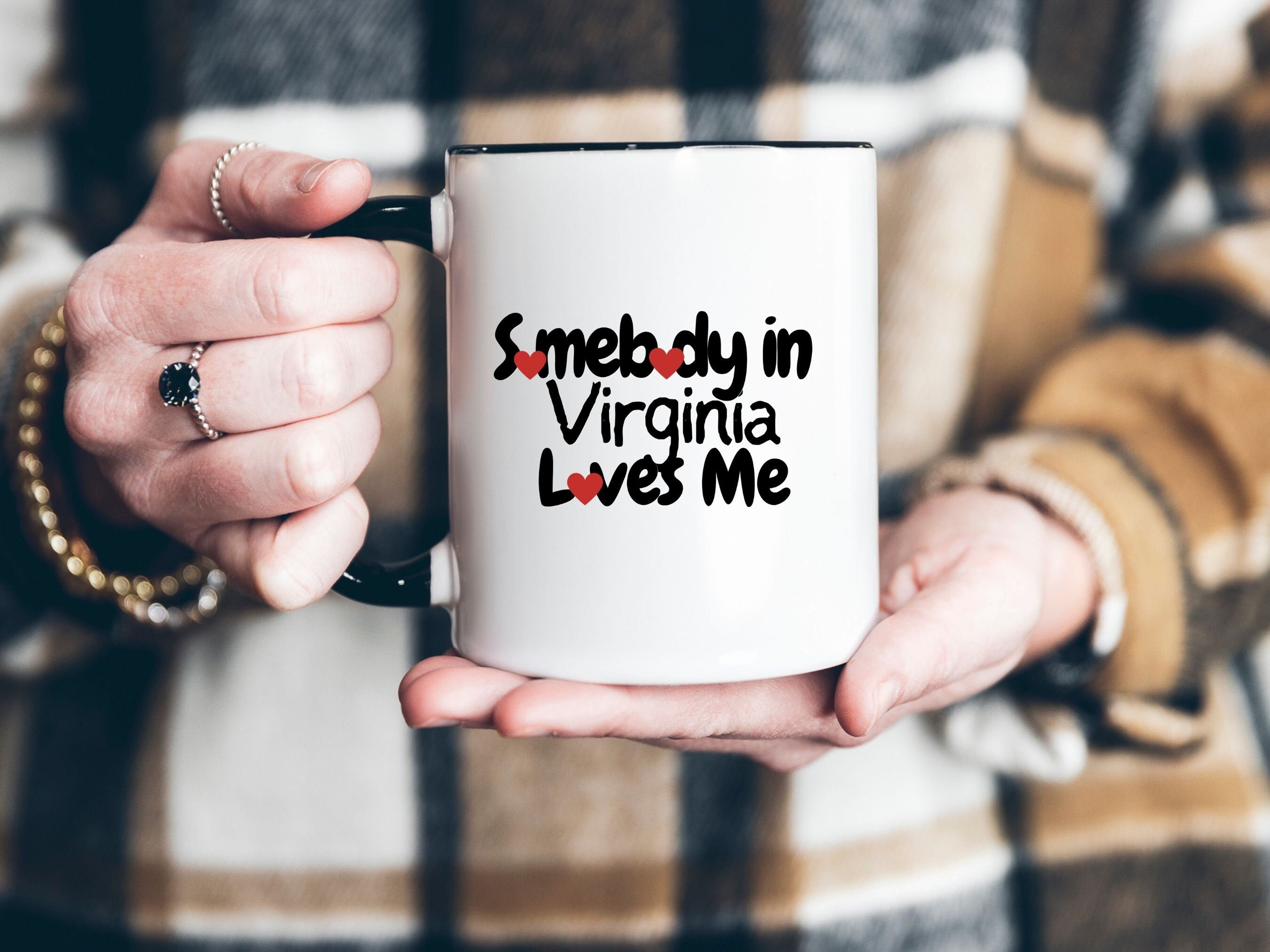 Virginia state mug, long distance relationship gift, miss you, boyfriend girlfriend, Heart coffee mug, I love you gift, love quote mug