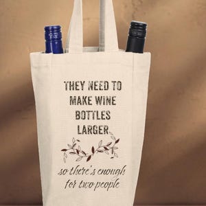 Funny Double Wine Tote Bag, Wine Lover Gift, Humor Wine Carrier, Perfect for Parties, Holidays, and Celebrations, Large Wine Bottle