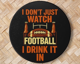 Football & Beer Fan Ceramic Coaster, Sports Bar Decor, Game Day Gift, Kitchen Table Accessory, Home Bar Essential, Man Cave Coaster