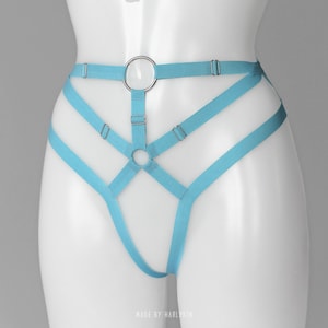 Blue Harness Panties, Open Panties, Elastic Panties, Exotic Dance Outfit, Festival Clothing, Rave Outfit, Bondage Lingerie, Cage Body