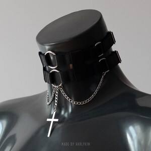 Choker with Сross, Choker Harness, Goth Outfit, Goth Collar, Goth Necklace, Harnesses, Harness Belt, Festival Outfit, Fetish Lingerie