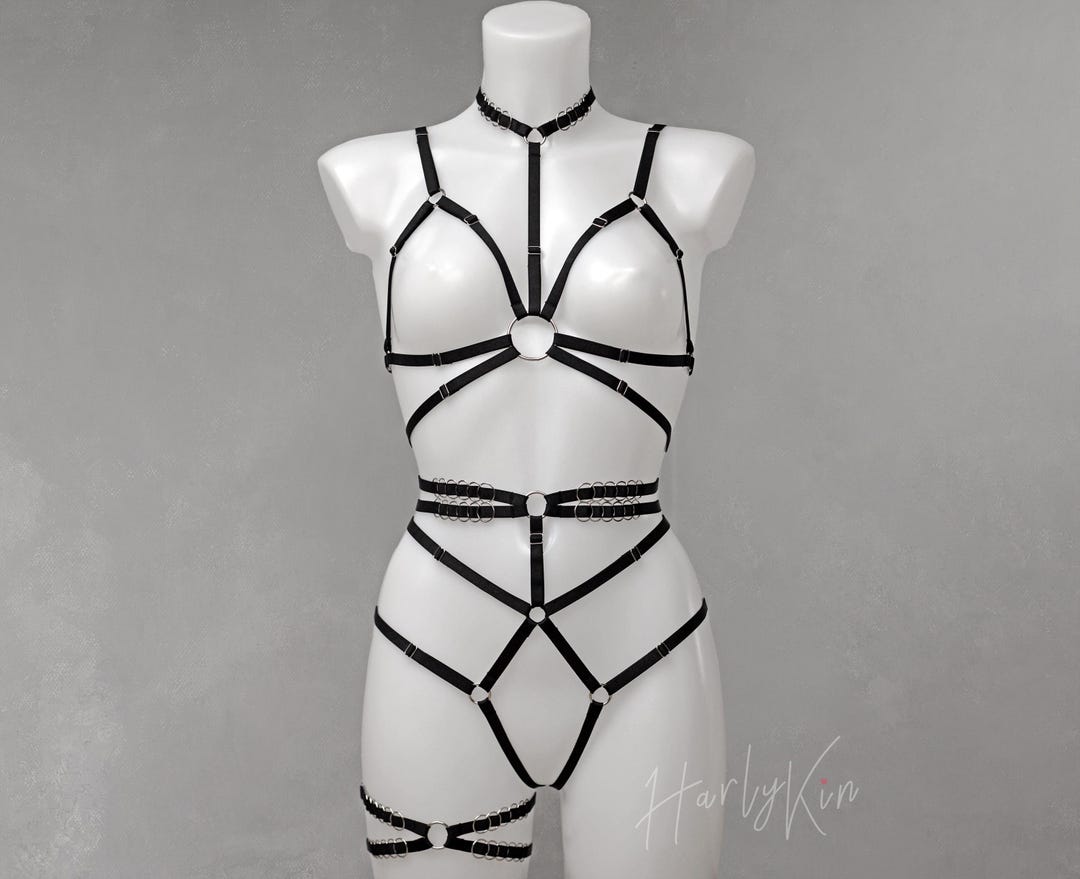 Black Lingerie Set, Lingerie See Through, Crotchless Lingerie, Erotic