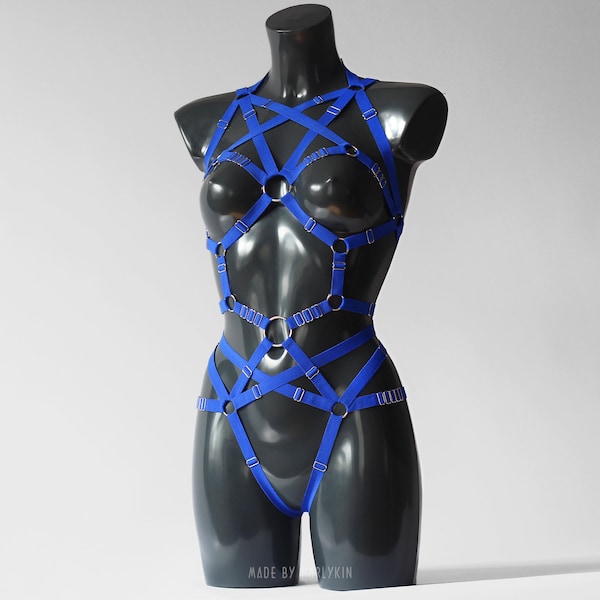 Lace bodysuit with harness look - Restricted Access