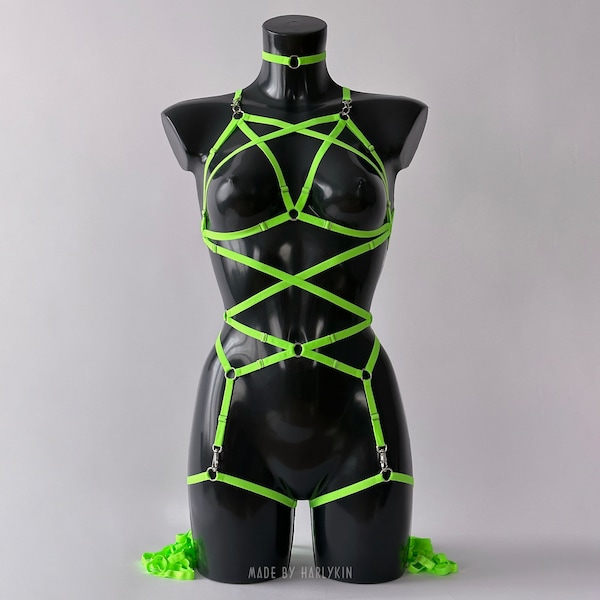 All Nighter Harness Bodysuit - Medium/large - Neon Pink main image 1