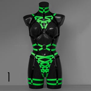 Rave Neon Outfit, UV React Bodysuit, Festival Clothes, Dance Lingerie, Pole Dance Wear, Harness Body Accessories