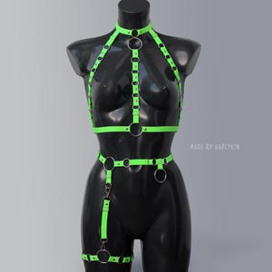 Tenue anti-UV fluo, Déguisement vert fluo, Tenue de festival fluo, Harnais fluo, Vêtements anti-UV Rave, Ceinture-harnais