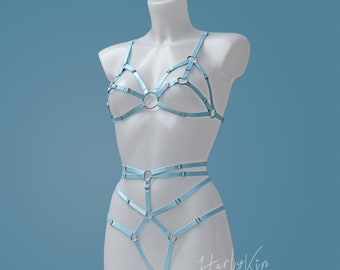 Blue lingerie harness set SHANE - Different Colors, Custom Made