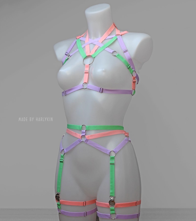 Pastel Harness Rave outfit for Burning Man Festival 2025