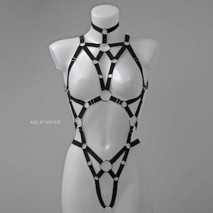 Black Rave and Festival Harness Bodysuit