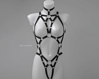 Black Rave and Festival Harness Bodysuit
