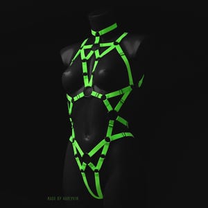 Halloween Costume Neon Outfit, Rave Bodysuit Neon, Rave Outfit, Halloween clothes, Music Festival Clothing, Harnesses, Festival Lingerie