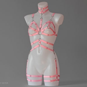 Festival Harness Woman Set, Pink Harness Bra, Festival Outfit, Dance Wear, Festival Pink Clothing, Rave Pink Outfit, Bondage, Festival Women
