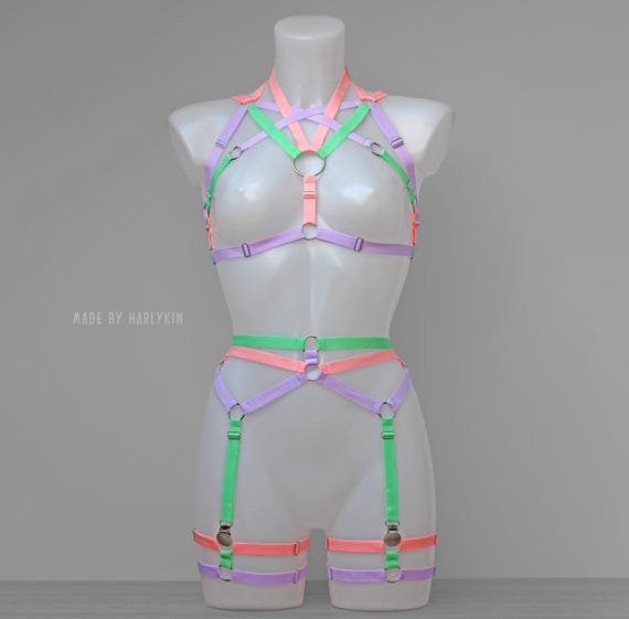 Rave Outfit, Burning Man Outfit, Music Festival Outfit, Rave Costume, EDM, Festival Costume, Pastel Harness, Harness Belt, Pastel Goth