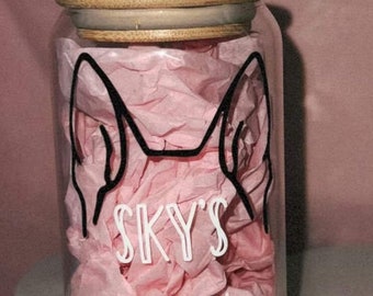 Can shaped 16oz drinking glass, Pet’s name vinyl decal, comes with glass straw