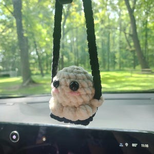 Handmade Crochet Halloween Ghost Car Charm Rearview Mirror Hanger Amigurumi Plushie Plush Chenille Soft