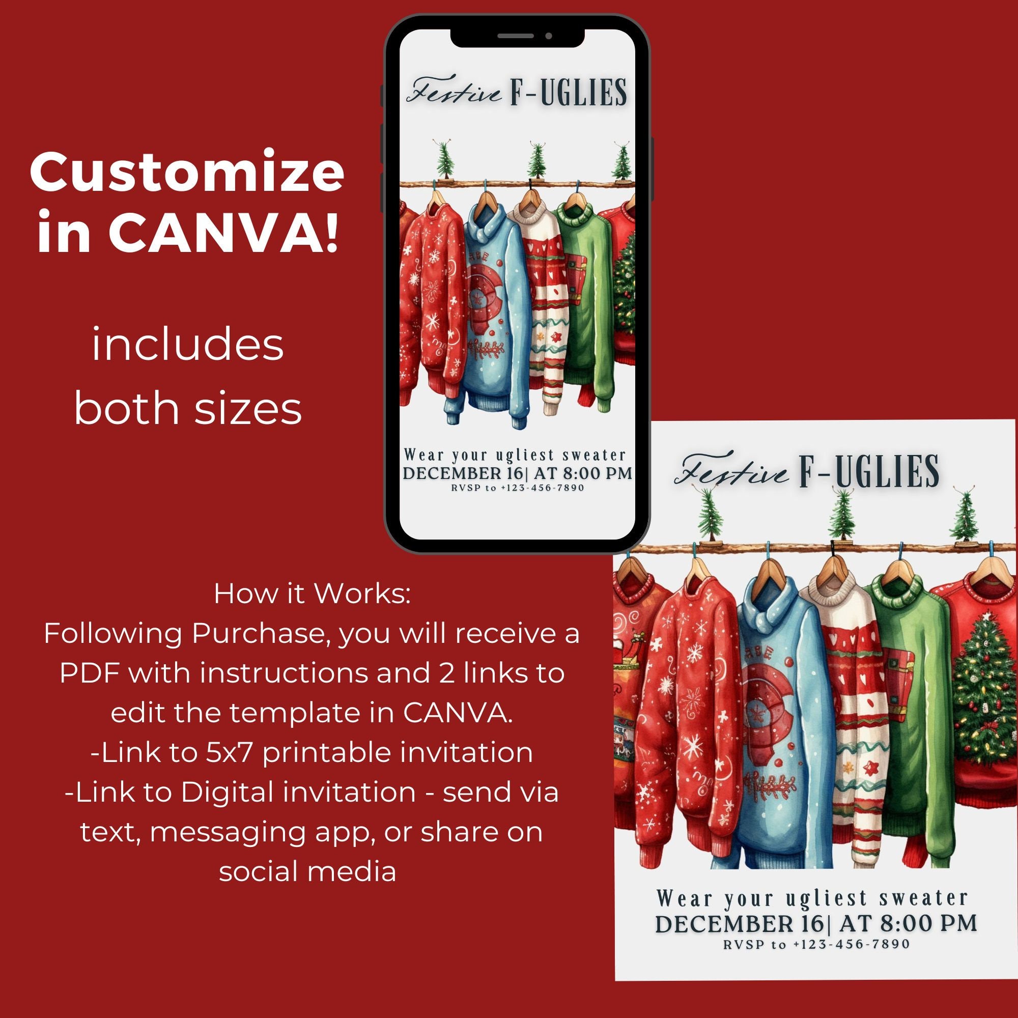 Festive Fuglies, Ugly Sweater Christmas Party, Digital and Printable ...
