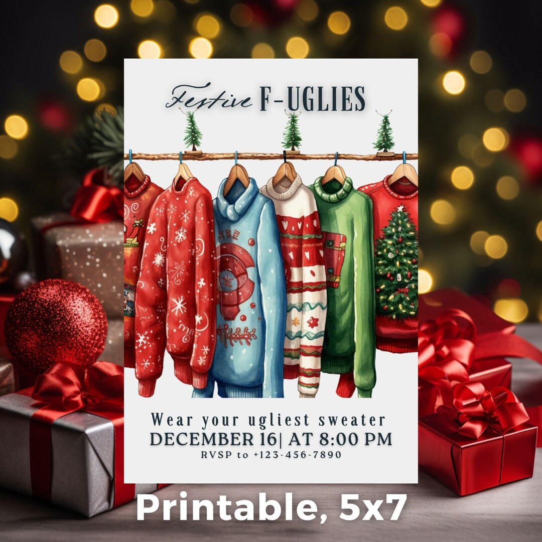 Festive Fuglies, Ugly Sweater Christmas Party, Digital and Printable ...