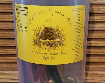Set de regalo de 33 palitos de miel con sabor a R&C Low Country Bees