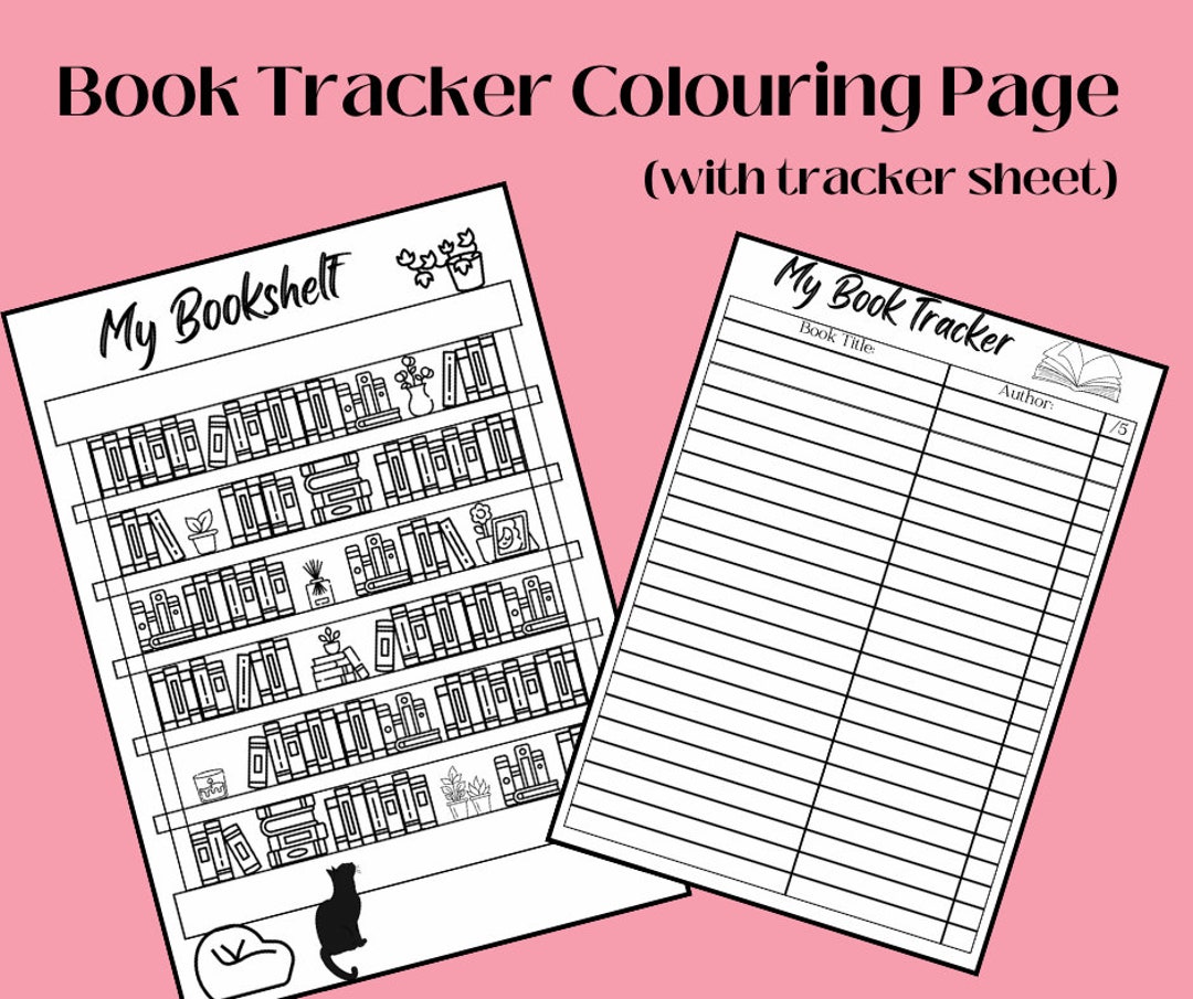 Book Tracker Bookshelf Coloring Page - Etsy