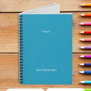 Cuaderno espiral personalizado de Kirby / Cuaderno con nombre personalizado y citas del juego Kirby / Diario pequeño para hombre o regalo / Tapa turquesa, poyo