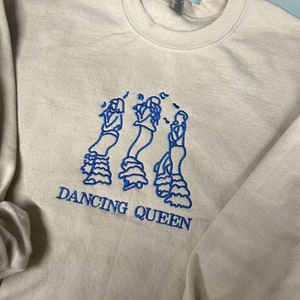 Dancing Queen Embroidered sweatshirt/hoodie Mama Mia inspired crewneck Hoodie/ sweatshirt Music Merch gifts concert Christmas Birthday image 6