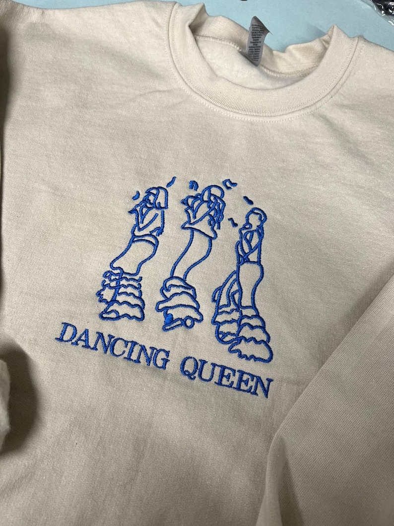 Dancing Queen Embroidered sweatshirt/hoodie Mama Mia inspired crewneck Hoodie/ sweatshirt Music Merch gifts concert Christmas Birthday image 5