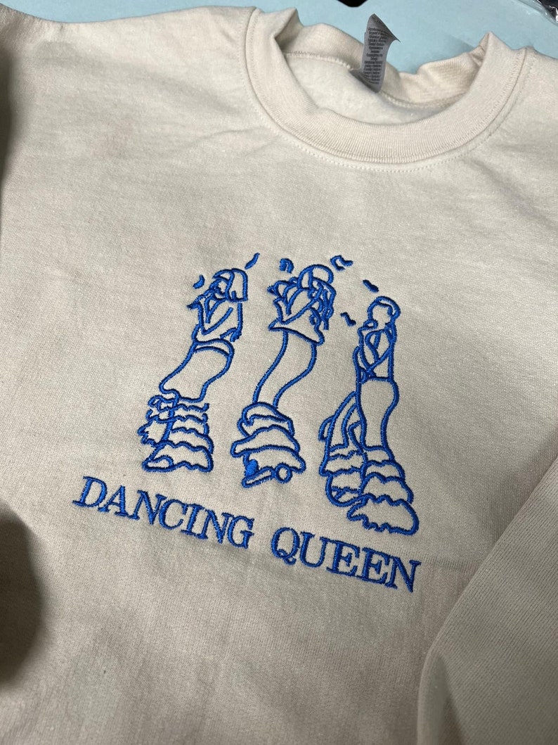 Dancing Queen Embroidered sweatshirt/hoodie Mama Mia inspired crewneck Hoodie/ sweatshirt Music Merch gifts concert Christmas Birthday image 2