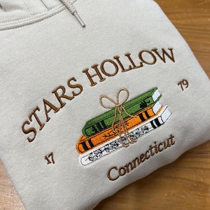 Stars Hollow Connecticut Embroidered Crewneck Sweatshirt, Fall Autumn Shirt Christmas gift xmas present Gilmore girls