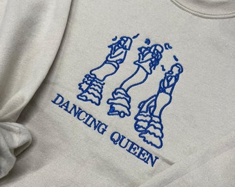 Dancing Queen brodé sweat/shirt à capuche Mama Mia inspiré ras du cou à capuche/sweat - concert cadeaux Music Merch anniversaire de Noël