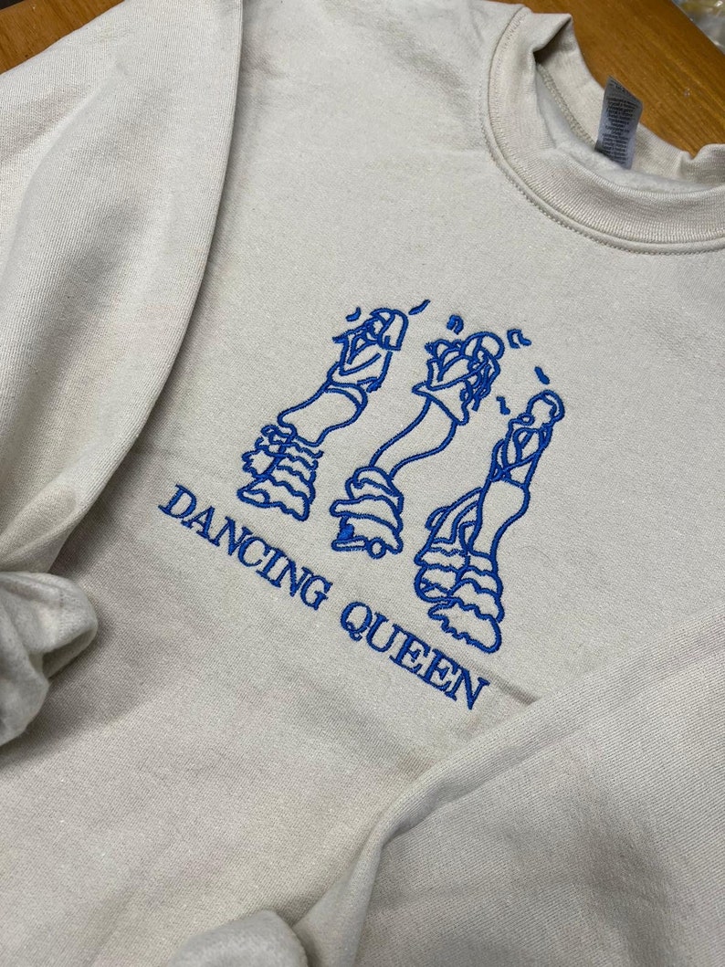 Dancing Queen Embroidered sweatshirt/hoodie Mama Mia inspired crewneck Hoodie/ sweatshirt Music Merch gifts concert Christmas Birthday image 1