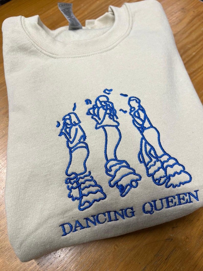 Dancing Queen Embroidered sweatshirt/hoodie Mama Mia inspired crewneck Hoodie/ sweatshirt Music Merch gifts concert Christmas Birthday image 4